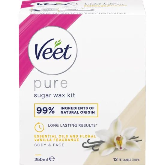 Veet Pure Sugaring Wax Essential Oils & Floral Vanilla Fragrance 250 ml