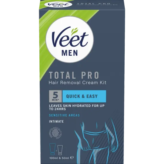 Veet Men Total Pro Hårborttagningskit för Intimområden för Man 150 ml