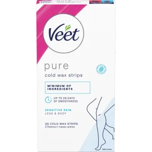 Veet Pure Wax Strips Ben & Kropp Känslig Hud 20 st