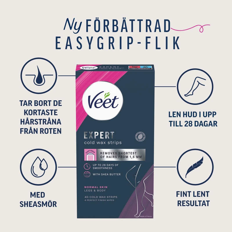 Veet Expert Wax Strips Ben & Kropp Normal Hud 40 st 2
