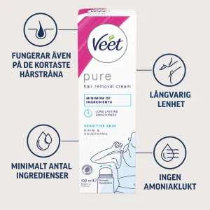 Veet Pure Hårborttagningskräm Bikini & Armhål Känslig hud 100 ml