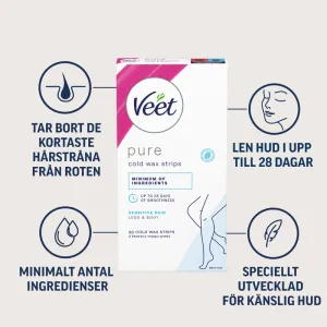 Veet Pure Wax Strips Ben & Kropp Känslig Hud 20 st