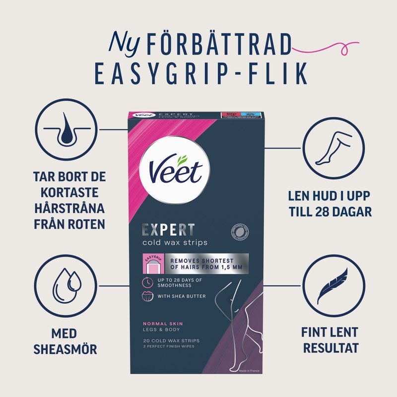 Veet Expert Wax Strips Ben & Kropp Normal Hud 20 st 2