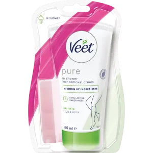 Veet Pure Hårborttagningskräm för Duschen Ben & Kropp Torr Hud 150 ml