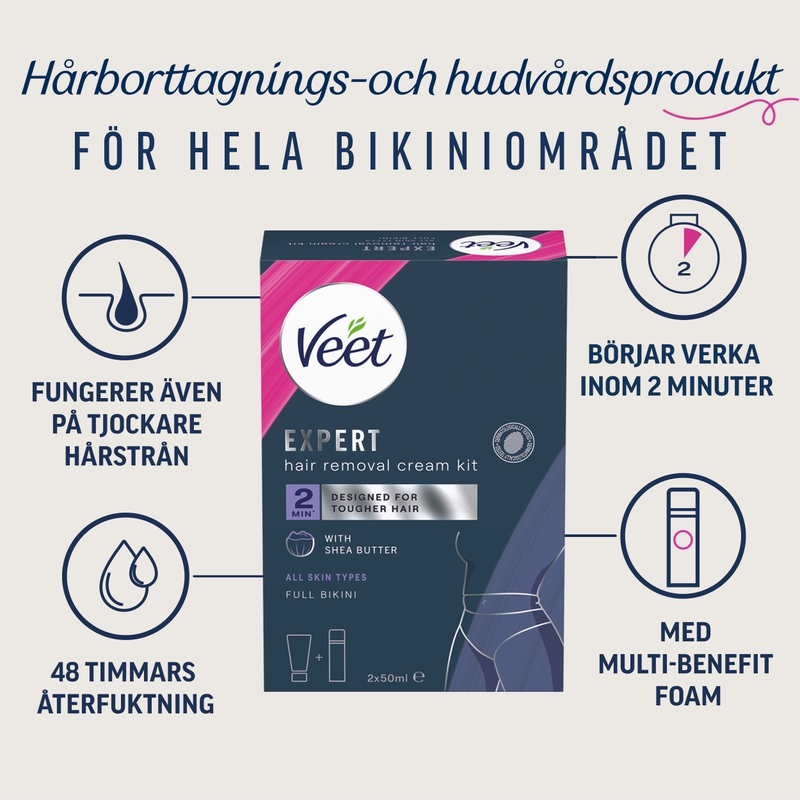 Veet Expert Hårborttagningskit för Intimområde 2x50 ml 2