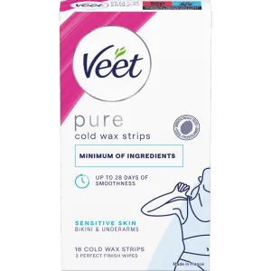 Veet Pure Wax Strips Bikini & Armhåla Känslig Hud 16 st