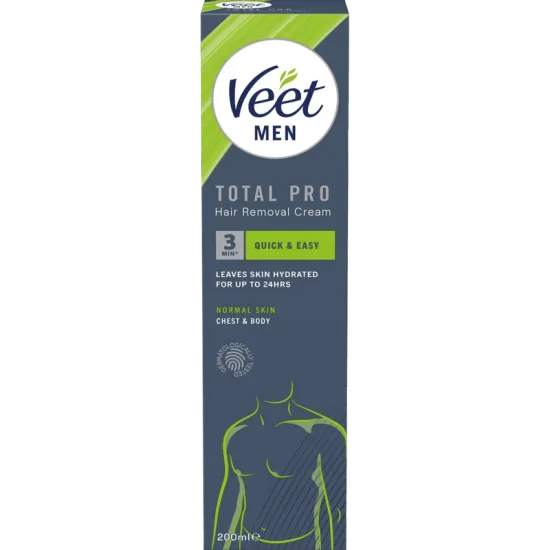 Veet Men Total Pro Hårborttagningskräm för Man Normal Hud 200 ml