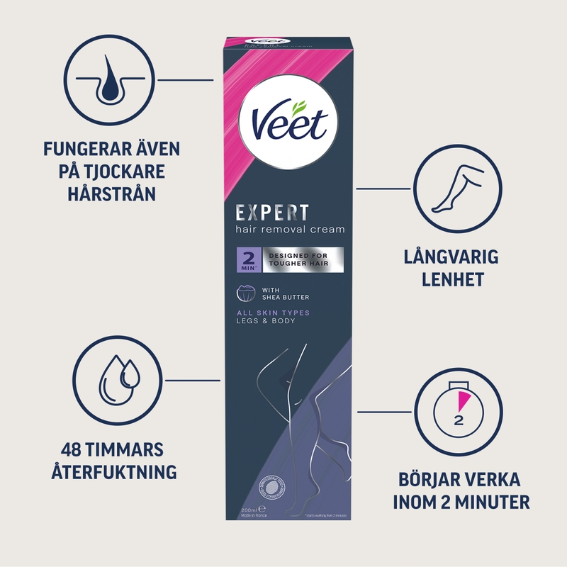 Veet Expert Hårborttagningskräm Ben & Kropp 200 ml 2