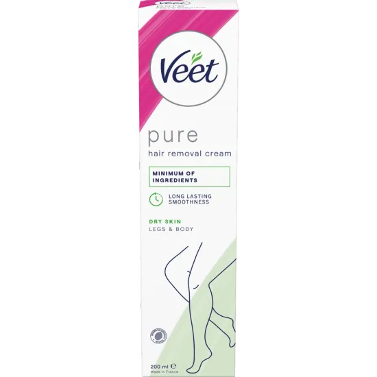 Veet Pure Hårborttagningskräm Ben & Kropp Torr Hud 200 ml