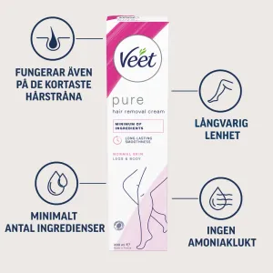 Veet Pure Hårborttagningskräm Ben & Kropp Normal Hud 200 ml