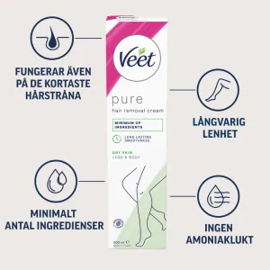 Veet Pure Hårborttagningskräm Ben & Kropp Torr Hud 200 ml