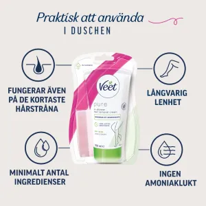 Veet Pure Hårborttagningskräm för Duschen Ben & Kropp Torr Hud 150 ml