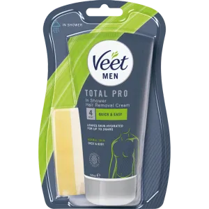 Veet Men Total Pro Hårborttagningskräm för Man för Duschen Normal Hud 150 ml