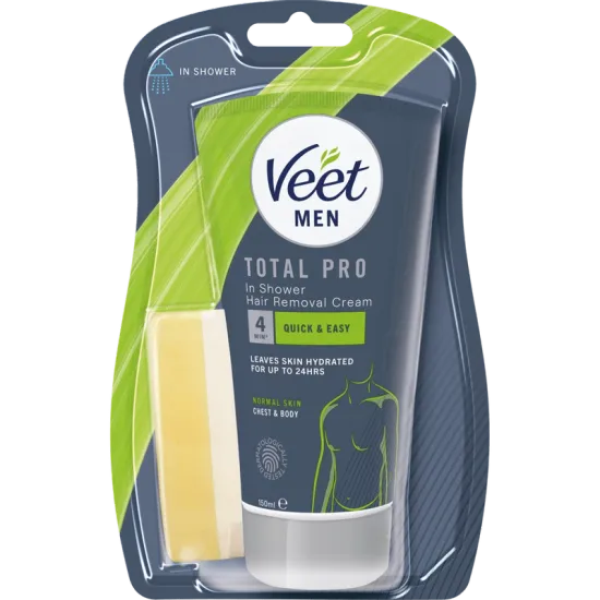 Veet Men Total Pro Hårborttagningskräm för Man för Duschen Normal Hud 150 ml